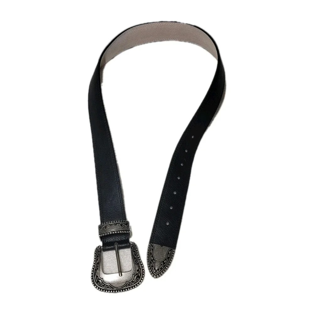 Vince‎ Camuto Women's Western Buckle Lifestyle Belt Black Leather Size M